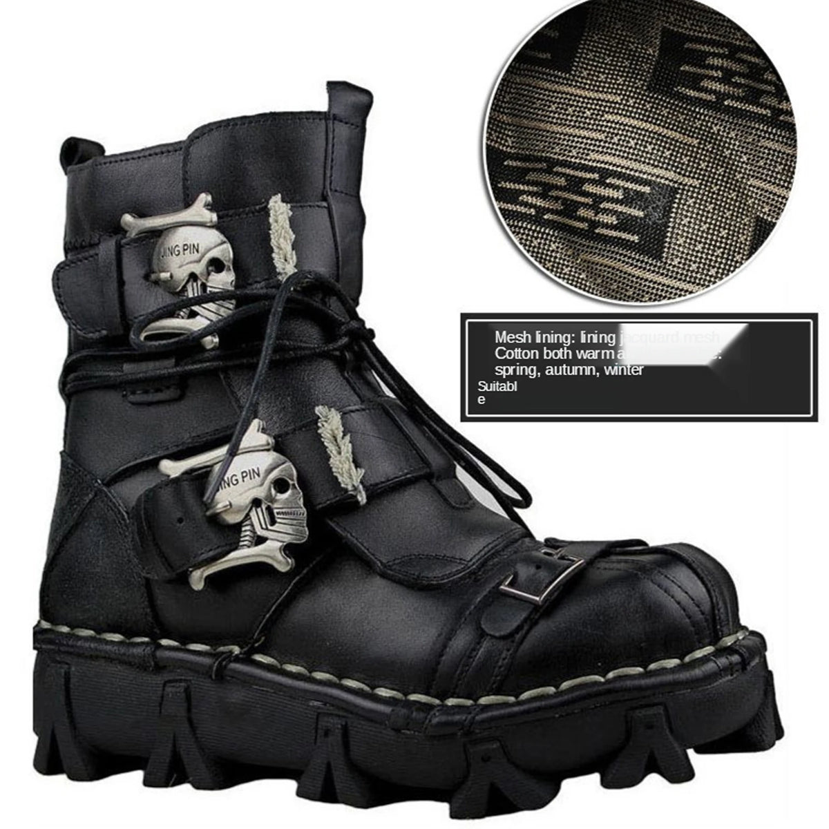 Men's Cowhide Genuine Leather Skull Desert Ankle Boots Handmade