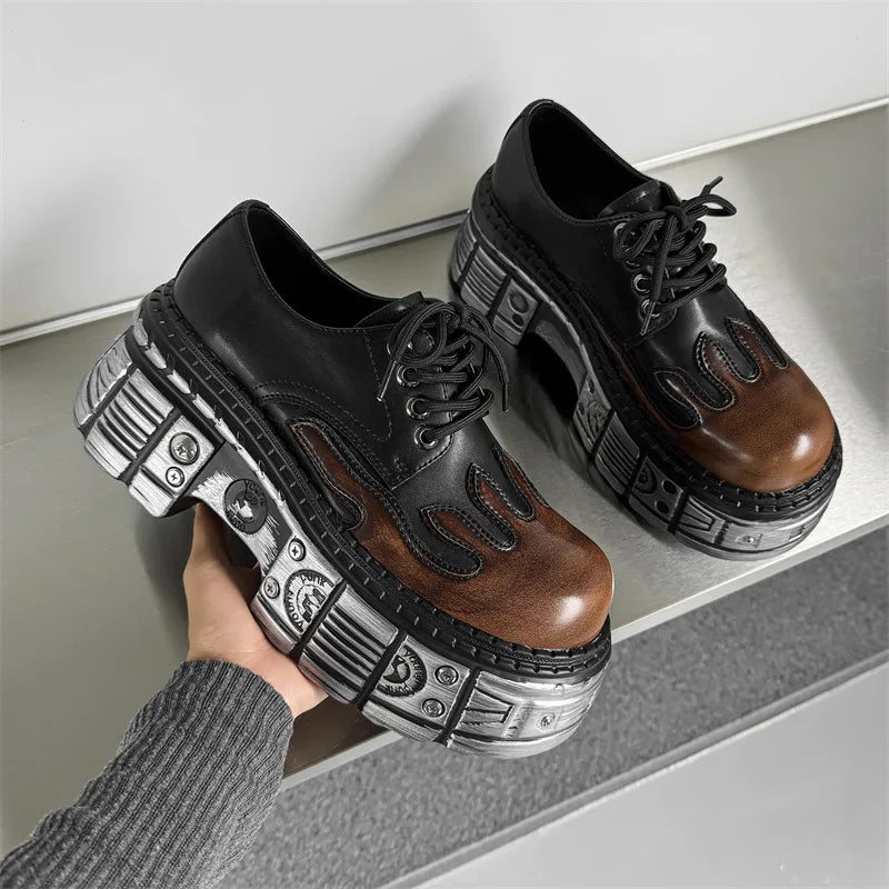 Woman Ankle Boots Lace-up Platform Metal Decor