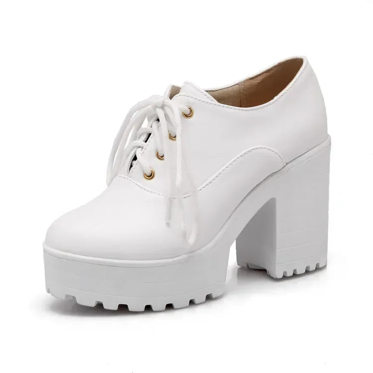 Pumps Chunky Block High Heels Shoes
